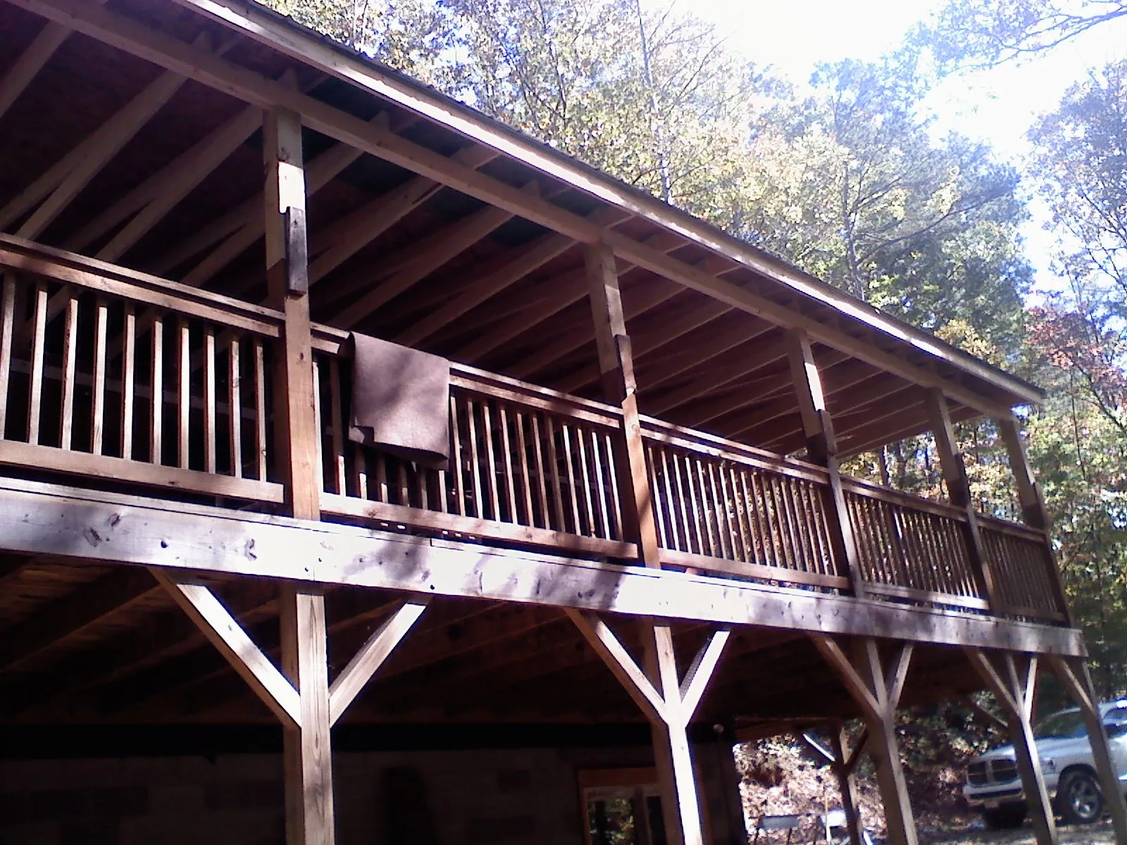 Timber framing under a new elevated porch and deck — Roof Leak Repair in Moorestown by Roofing Brothers